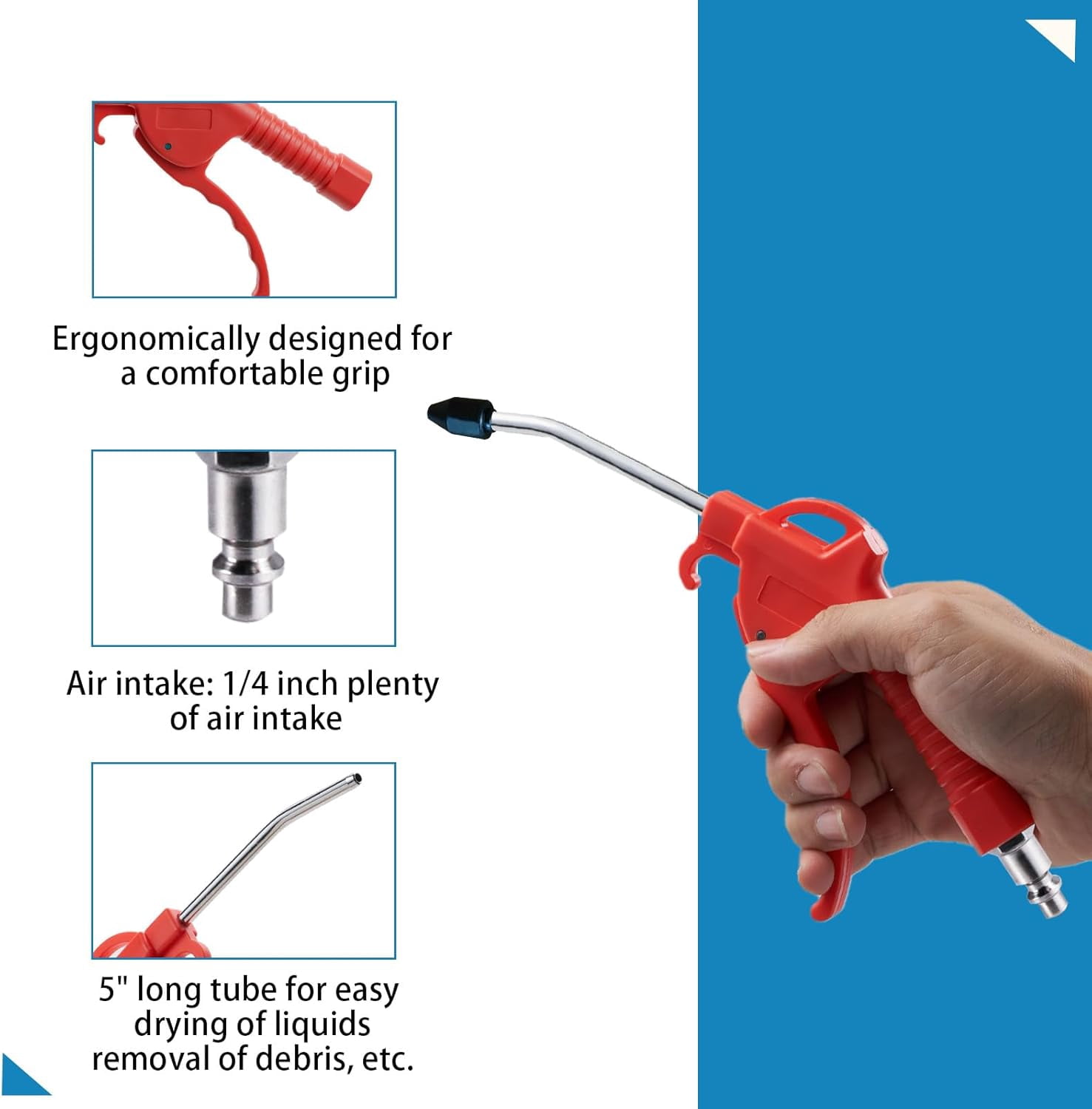 MKEUDQ-Air Blow Gun, 4" Air Nozzle Blow Gun, Air Compressor Accessories and Dust Removal Cleaning Tool（1 Pack）