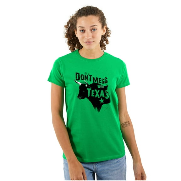 Texas Attitude Cool TX Cow Steer Bull Womens Slim Fit Graphic Tee Brisco Brands S