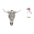 thumbnail image 1 of Escultura tribal de cabeza de toro para colgar en la pared, adorno artístico para oficina, granja, dormitorio, estatua de resina de flamenco, escultur, 1 of 8