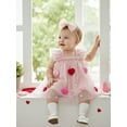 thumbnail image 3 of Jxzom Baby Girl Valentines Day Outfit Flying Sleeve Heart Decor Layered Tulle Romper Dress with Headband 1 3 6 9 12 18 Months Cute Valentines Clothes, 3 of 10