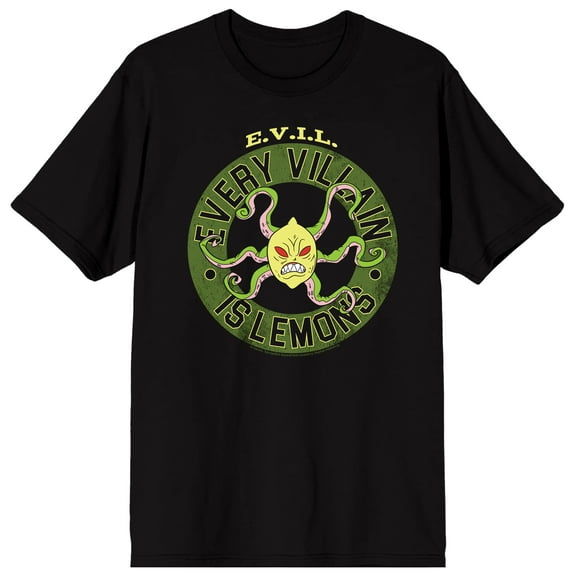 Spongebob Squarepants Every Villain Is Lemons Adult Black Crew Neck Short Sleeve T-shirt-Small