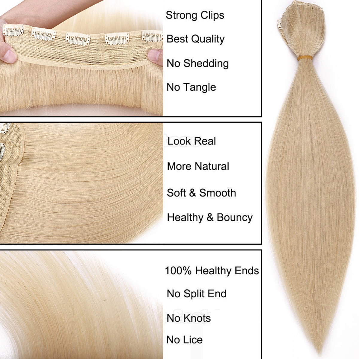 SEGO Clip in Hair Extensions Human Hair 3/4 Full Head 100% Real Remy Thick Hair Extensions Silky Straight Balayage Blonde Hair Pieces