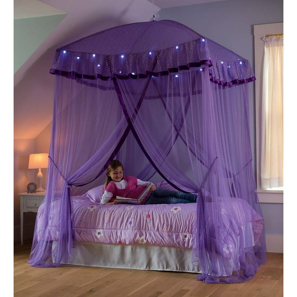 Sparkling Lights Canopy Bower For Kids, Twin Canopy Bed Set