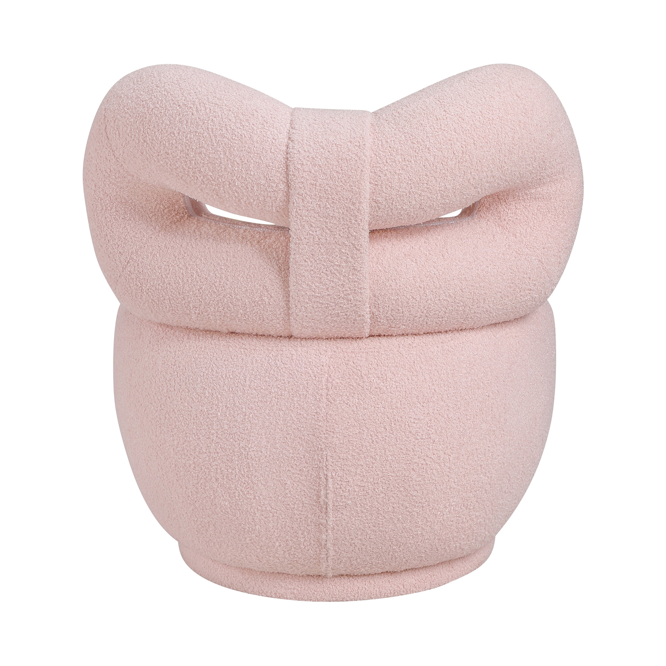 OakvillePark Wooda Modern Bow Shaped Boucle Kid's Swivel Chair, Pink