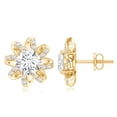 thumbnail image 3 of Rosec Jewels Lab Created Diamond Flower Earrings - 2 Carat Diamond Earrings (6 mm, Ef-Vs Quality) - Anniversary Gift, 14K Yellow Gold, 3 of 6