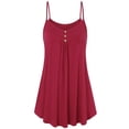 thumbnail image 4 of RANEU Summer Women Tank Top Button V Neck Casual Loose Solid Sleeveless T-Shirt Plus Size Tee Tops, 4 of 5