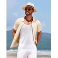 thumbnail image 6 of COOFANDY Men's Knit Short Sleeve Button Down Shirt Summer Beach Casual Vintage Shirt Knitted Shirts, 6 of 6