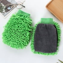 Premium Chenille Microfiber Car Wash Mitt 2PK Green Regular Size