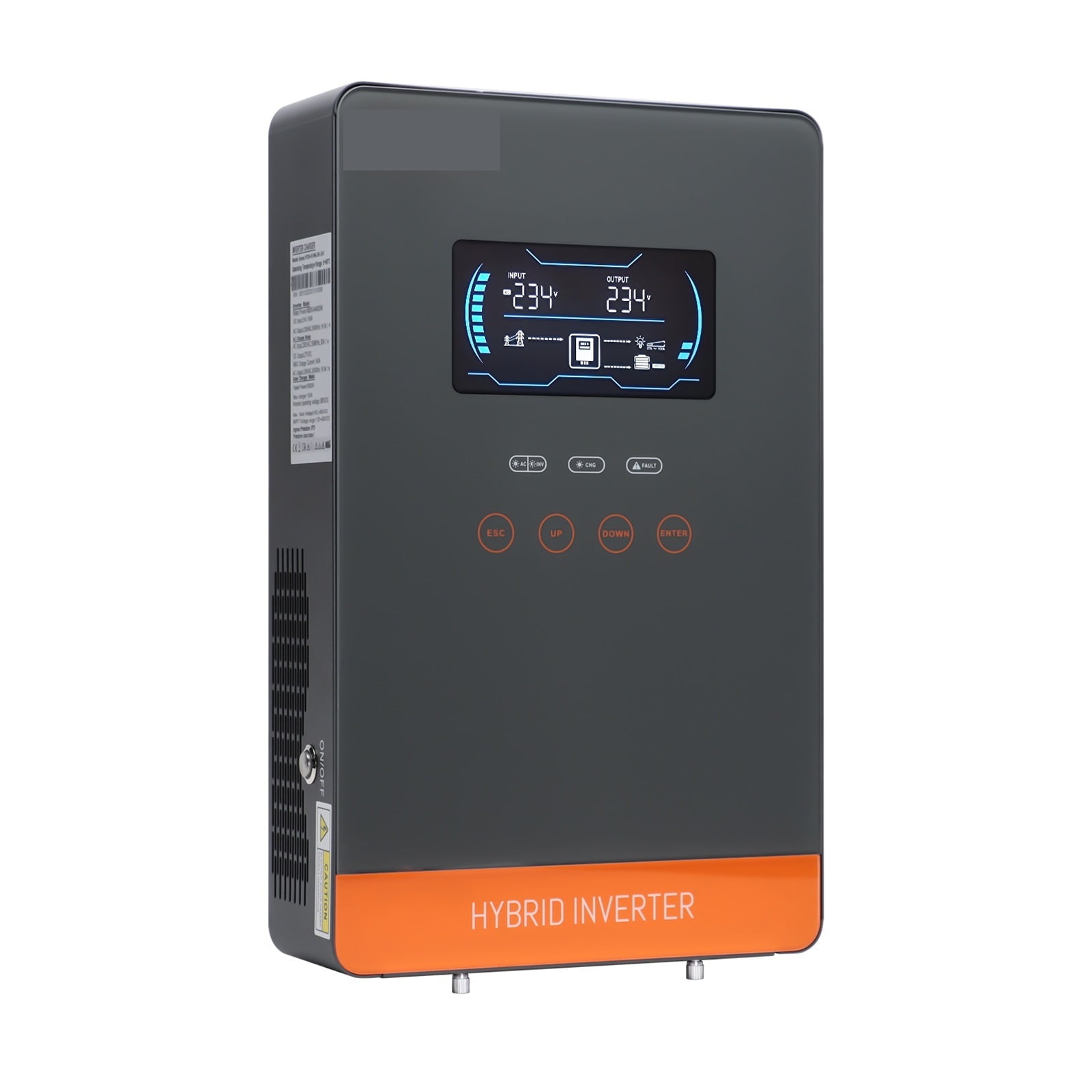 4500W 6500W Hybrid Solar Inverter 24V 48V 230VAC Off Grid Inverter With MPPT 150A Solar Charr 6.25 Inch Touch Button