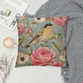 thumbnail image 2 of HENGT Pillow Case Blue Pink Rose Bird Pattern Double Sided Decorative Cushion Cover for Sofa Bed Chair Car, 2 of 5