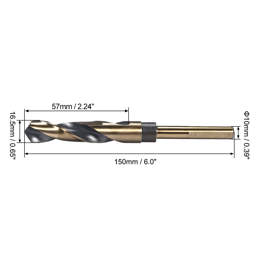 Unique Bargains 16.5mm Black Nitride Gold Titanium Coated Steel Twist Drill Bits