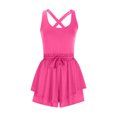 thumbnail image 6 of Qiopertar Women's Summer Sleeveless Jumpsuit Back Cross Casual Comfy Sports Romper Yoga Tennis Dress Solid Color Outdoor Breathable Activewear, Watermelon Red L, 6 of 6