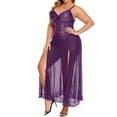thumbnail image 3 of Avidlove Women Plus Size Lingerie Long Lace Nighty Sexy Mesh Nightdress Side Split Nightgown Sleepwear, 3 of 4
