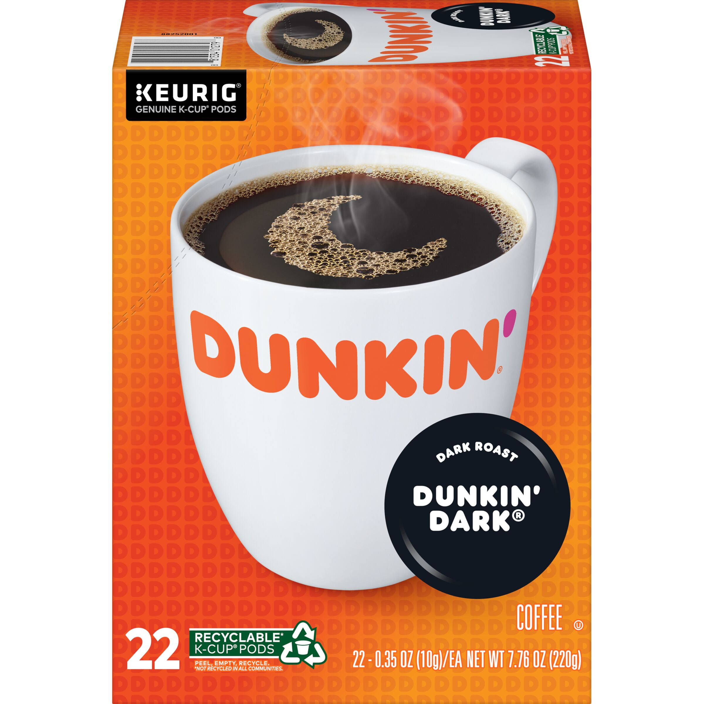 Dunkin' Dark Coffee KCup Pods, Dark Roast Coffee, 22Count (Packaging