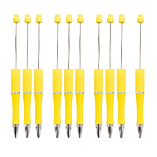 10 bolígrafos con cuentas, bolígrafo con cuentas, bolígrafos de tinta negra para bricolaje, bolígrafos con cuentas para Amarillo