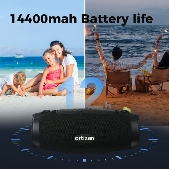 FortuneKey 100W Portable Bluetooth Speaker - Powerful Bass, 12H Playtime, Power Bank, LED Lights, EQ - 3 Speaker System for Outdoor Parties, Camping & Beach