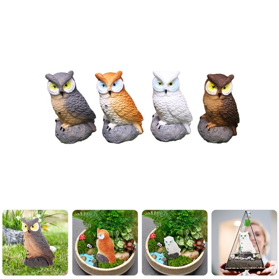 Masteelf 4Pcs Owl Figurine Assorted Owl Decor Birthday Gift