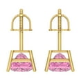 thumbnail image 4 of Clara Pucci 4Ct Pink Princess Cut VVS1 Screw Back Stud 18k Solid hypoallergenic Gold Designer Earrings For April, 4 of 7