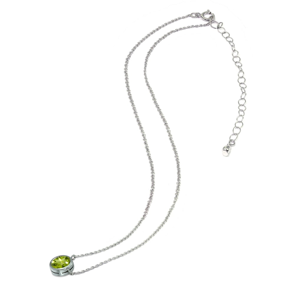 Peridot 6mm Round Bezel-Set Dainty Sterling Silver Choker Necklace