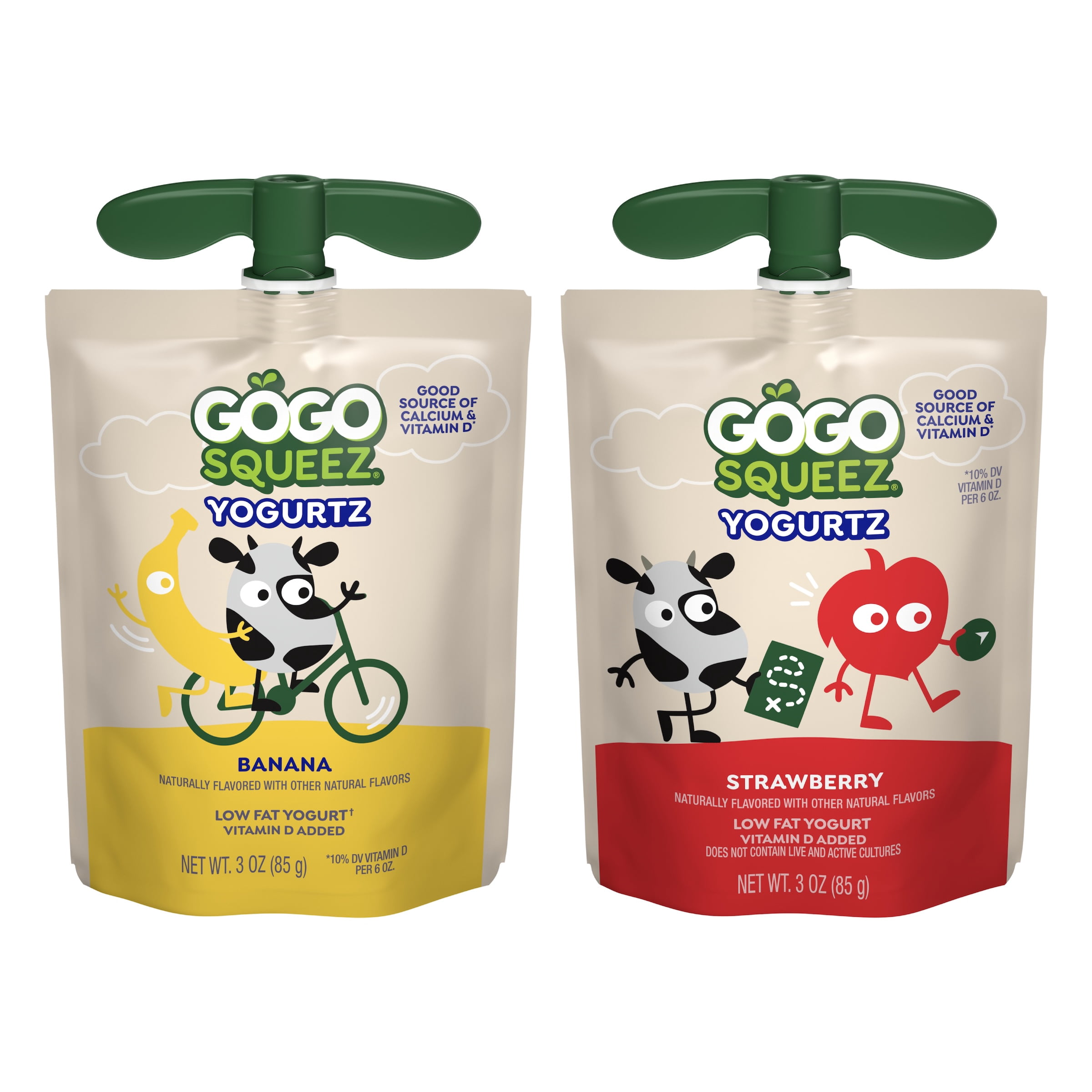 GoGo squeeZ Low Fat Yogurtz Strawberry and Banana Yogurt Snack Pouches, 3 oz (10 Pack)