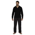 thumbnail image 4 of Mens Pajama Long Sleeve Top and Buffalo Plaid Pants Loungewear, Black, Size: Small, 4 of 7