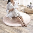 thumbnail image 4 of Ultra Soft Faux Fox Fur Fluffy Carpets Chair Couch Bedroom Floor Sofa Living Room Rug, 3 x 3 Feet, White Pink Round, 1 Pack, 4 of 6
