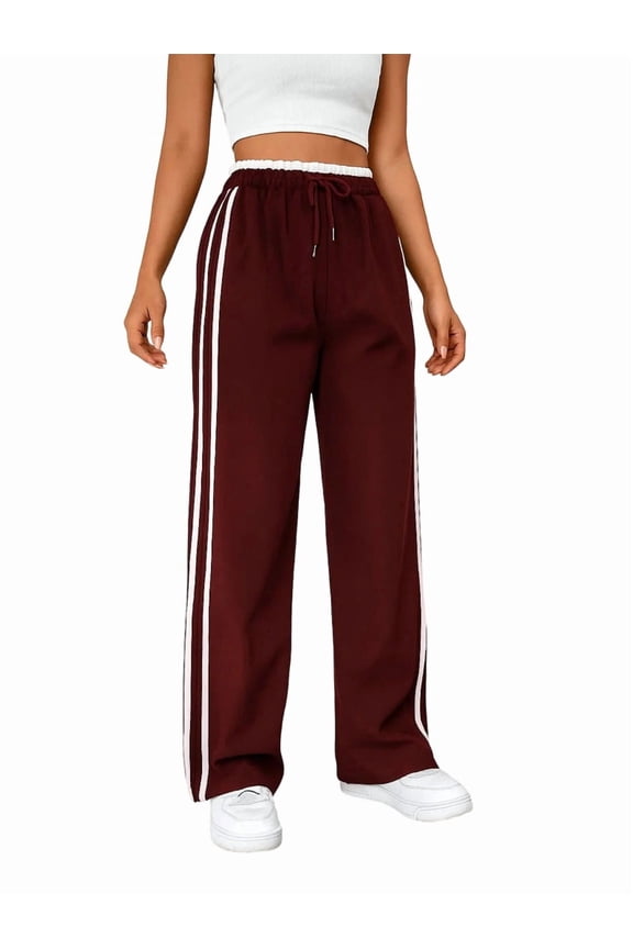 Women'S Track Pants Loose Straight Leg Jogging Sweatpants Warm-Up Sports Deep Red XL