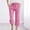 Hot Pink women cotton linen capri pants a1, variant on Cagogo Women Cotton Linen Plus Size Capri Pants Elastic Waist Cropped Pants with Pockets Plaid Casual Lounge Travel Pants Regular Fit, Hot Pink 2XL