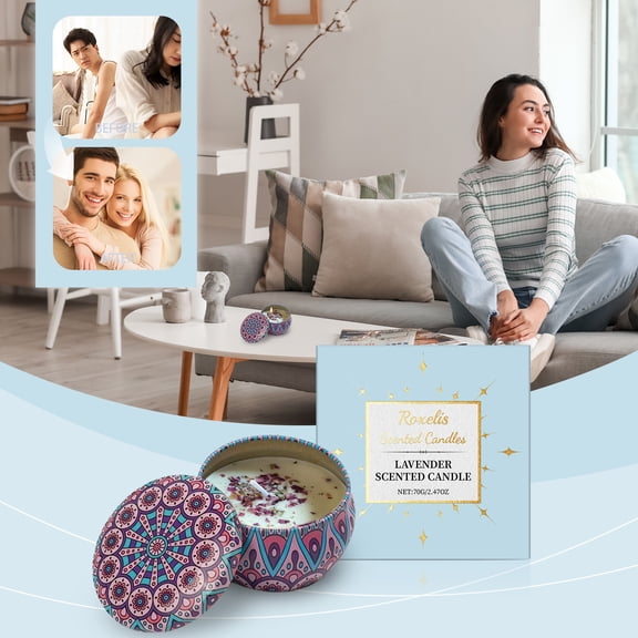 Lavender Scented Candle, Soy Wax Aromatherapy Candle for Home Living Room Bedroom, Long Lasting Romantic Fragrance,