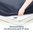 thumbnail image 5 of PiccoCasa Deep Pocket Striped Adult Fitted Bed Sheet, 16 in, Ultra-Soft Microfiber, Full Size Navy, 5 of 7