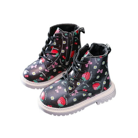 

SIMANLAN Toddler Girls Lace-Up Ankle Boots Comfot Winter Casual Booties for Little Kid Black 11C