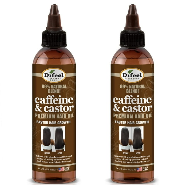 Aceite capilar Difeel Premium 99% natural con cafeína y ricino 240 ml x2