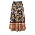 thumbnail image 4 of Crunowin Long Skirts for Women Floral Print High Waist Summer Beach Bohemian A Line Maxi Skirts Black Size XL, 4 of 6