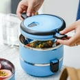 thumbnail image 3 of Clearance Tableware Arched Handle Lunch Box Lunch Container Food Containers Insulation Stainless Steel Containers Blue, 3 of 7