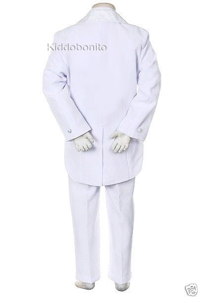 6pc Baptism White Tuxedo English Spanish Colored Silver Gold Pope Mary Stole