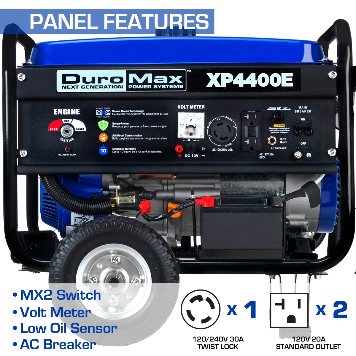 DuroMax XP4400E 4400 Watt 196cc 8 Hour RV Grade Gas Generator w/ Electric Start