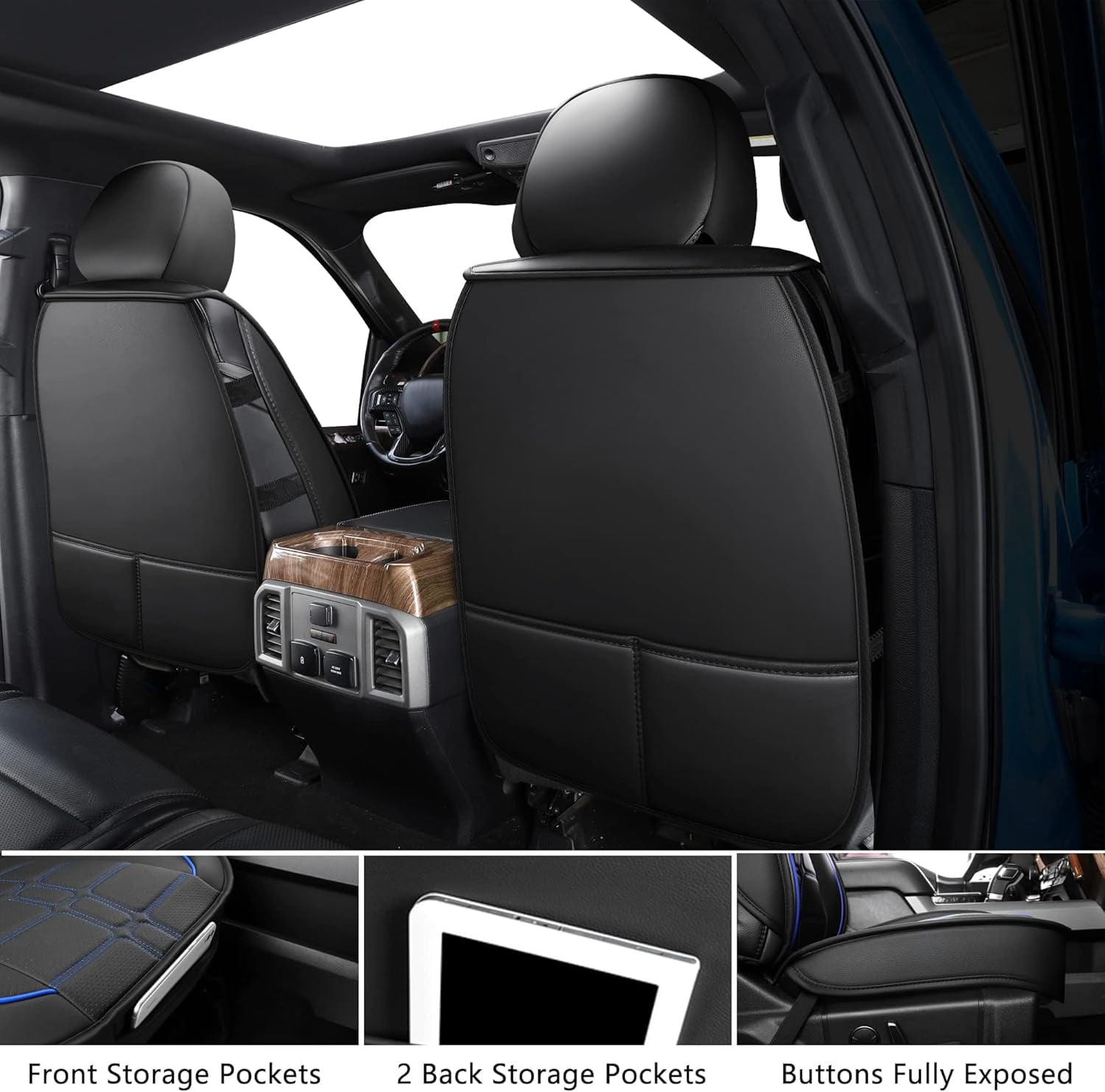 Pickup Seats Covers Compatible with Toyota Tacoma 2005-2023 Pro TRD Sport Trall Special Edition Faux Leather