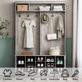 thumbnail image 2 of Entryway Hall Tree with  and Shoe Storage, 53" Farmhouse 4-in-1 Mudroom Storage Organizer with Coat Rack, 6 Double Hooks, 12 Shoe Cubbies, Adjustable Shelf, for Hallway, Bedroom, Grey, 2 of 8