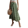 thumbnail image 3 of Txlixc, vestido Floral de verano para mujer, cintura alta, bohemio, fluido, falda oscilante, informal, línea A, cintura elástica, lazo, volante, longitud media, vestido de playa Txlixc  Casual, 3 of 7