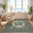 thumbnail image 3 of Design&I 9'x12' Washable Area Rug Snag-Free Turtle Vintage Nautical Wave Frame Motif Starfish Border Ocean Flowing Dynamic for Dining Room, Basement, Large Office, 3 of 7