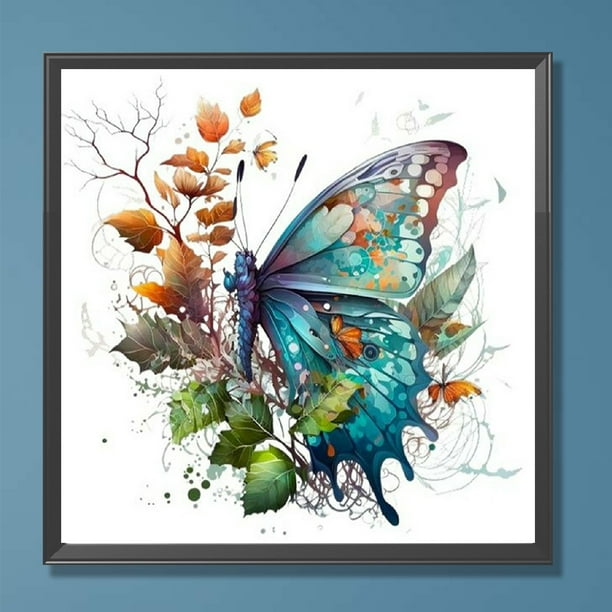Cuadros Decorativos 5D bricolaje ronda completa taladro diamante pintura mariposa Kit decoración del hogar (QQ648) Wdftyju embutido en tela