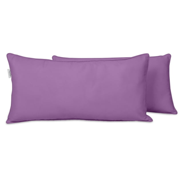 VargottamIndoor/OutdoorPolyester FabricLumbarPillowCover,All-Weather Waterproof Rectangular Cushion Case for Patio Furniture,12" x 18"Set of 2-Lavender