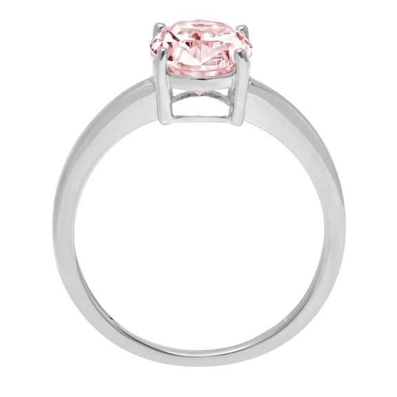 2 ct Oval Cut Simulated Pink Diamond Solitaire Engagement Ring for Women in 18K White Gold