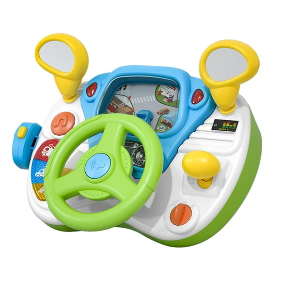 Bunblic Simulation Steering Wheel Toy Multifunctional High Simulation Car Driving Toy Portable Interactive Learning for Children Kids