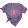 thumbnail image 2 of TIMIFIS Chandails de Sensibilisation au Cancer du Sein pour Femmes Été Ample Imprimé T-Shirt à Col Rond Manches Courtes Blouse Décontractée Automne/hiver, 2 of 5