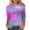 Purple #01, variant on Busydd Womens Tops Fashion Tie Dye Blouses Casual Loose Round Neck T-Shirts 3/4 Length Sleeve Shirts Going Out Tops for Women