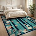 thumbnail image 3 of ODIKA 8'x10' Washable Area Rug Non-Shedding, Easy Care, Striped Coral Reef Starfish Seashell Border Nautical Motifs Marine Flowing for King Size Bedroom Under Bed, Master Suite, 3 of 7