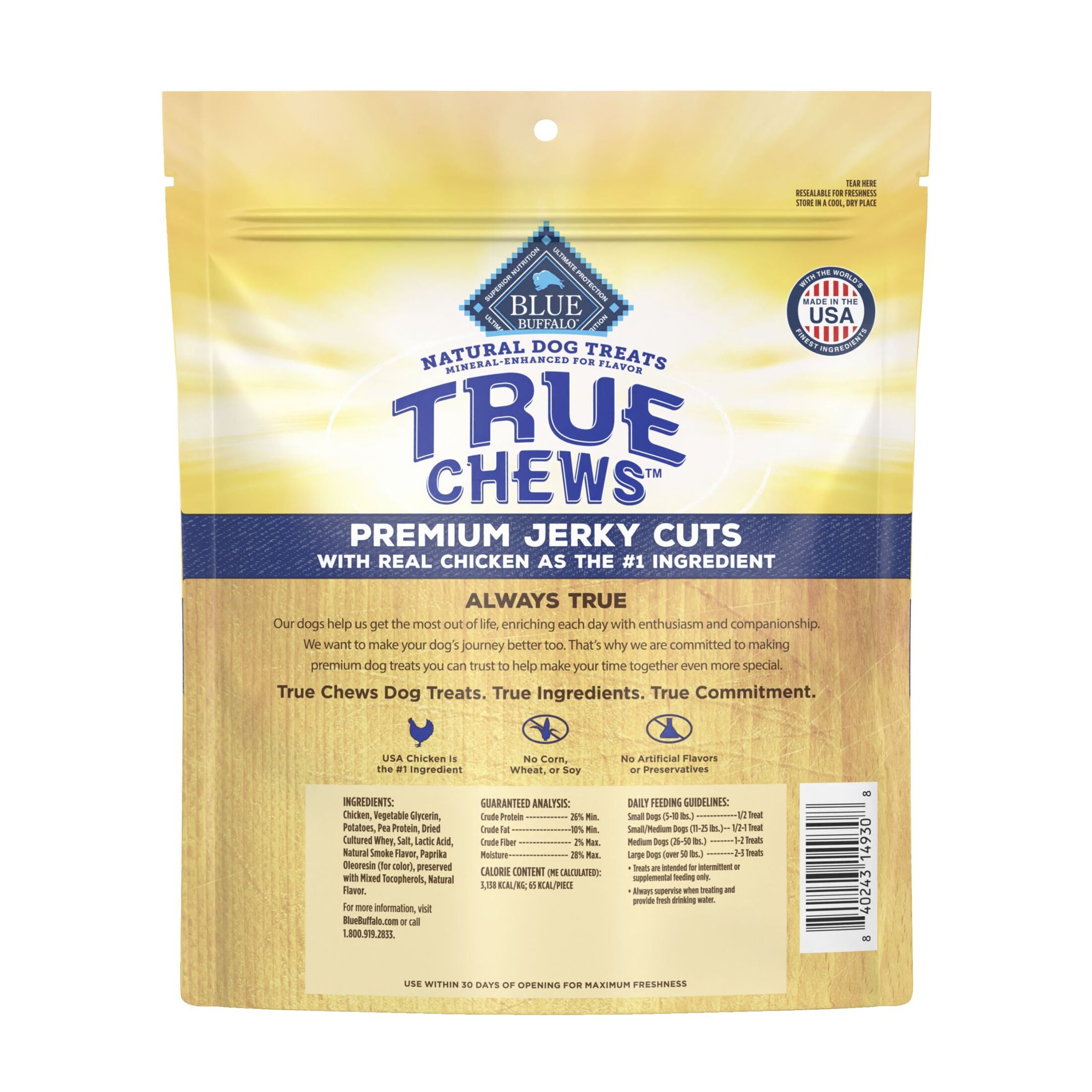 Blue Buffalo True Chews Natural Jerky Cuts Dog Treats, Chicken Recipe, 12-oz. Bag