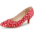 thumbnail image 1 of BLISSFUL STEP Women's Pointed Toe Polka Dots Stiletto Heels Pumps, 1 of 6