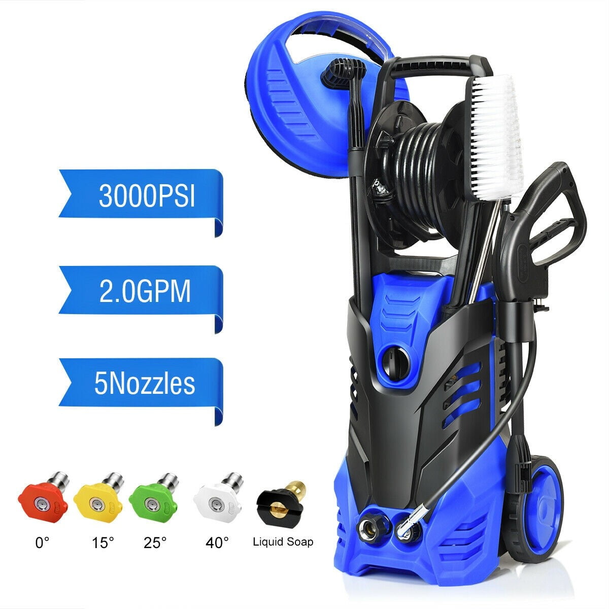 Power Washer Electric Powered TEANDE 1600W Electric Pressure Washer Power Washer with Foam Cannon Great for Patio Garage Fence Cleaning Blue 